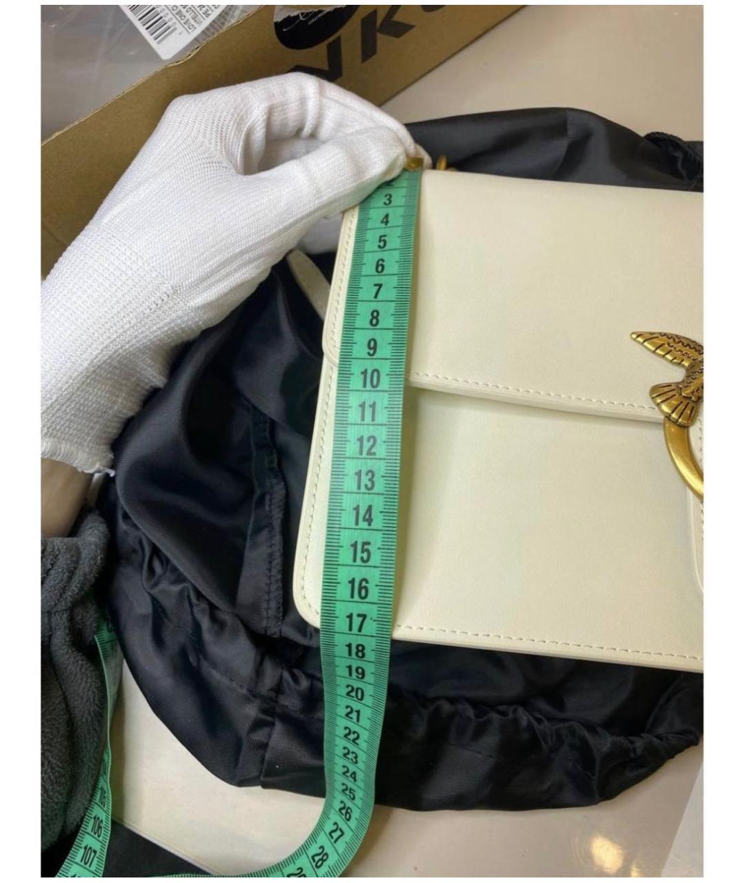 PINKO Белая кожаная сумка через плечо, фото 7