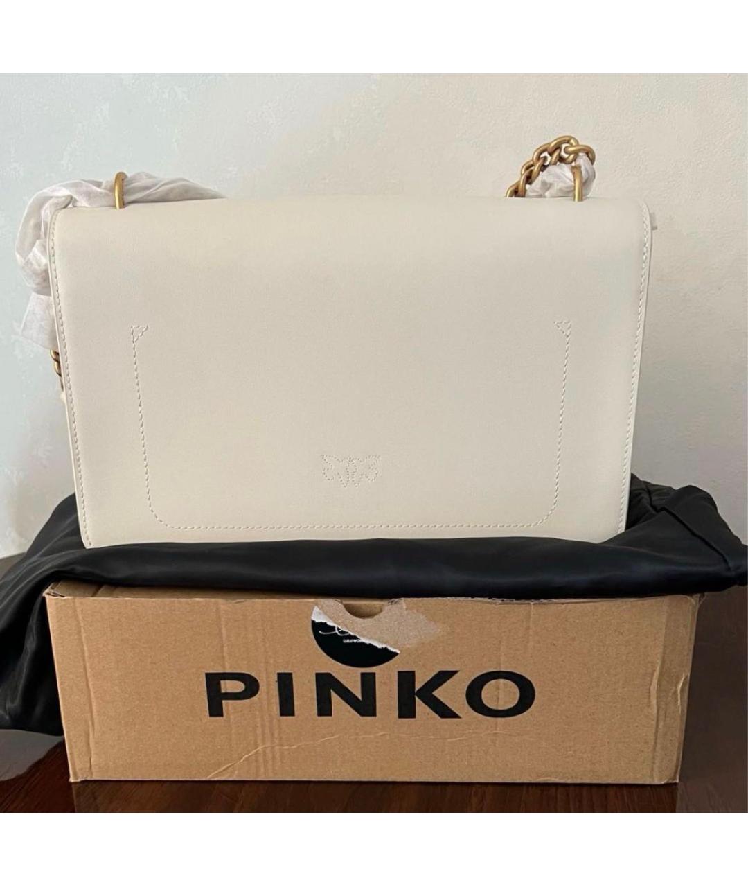 PINKO Белая кожаная сумка через плечо, фото 4
