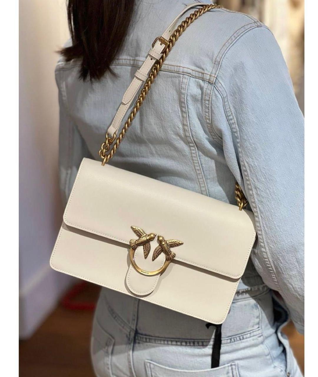 PINKO Белая кожаная сумка через плечо, фото 2