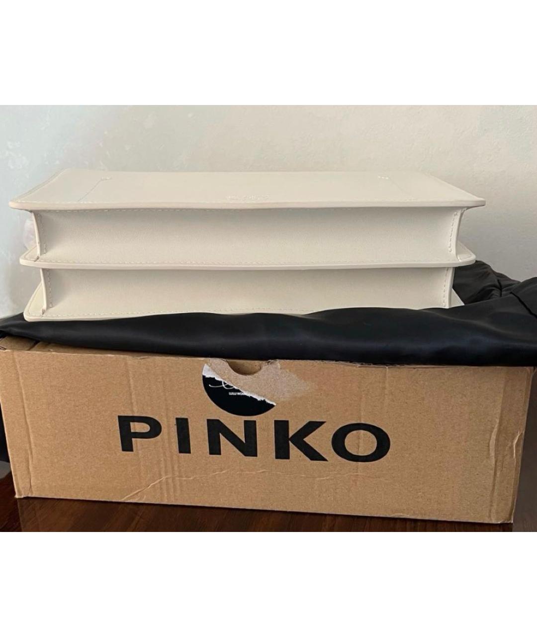 PINKO Белая кожаная сумка через плечо, фото 5