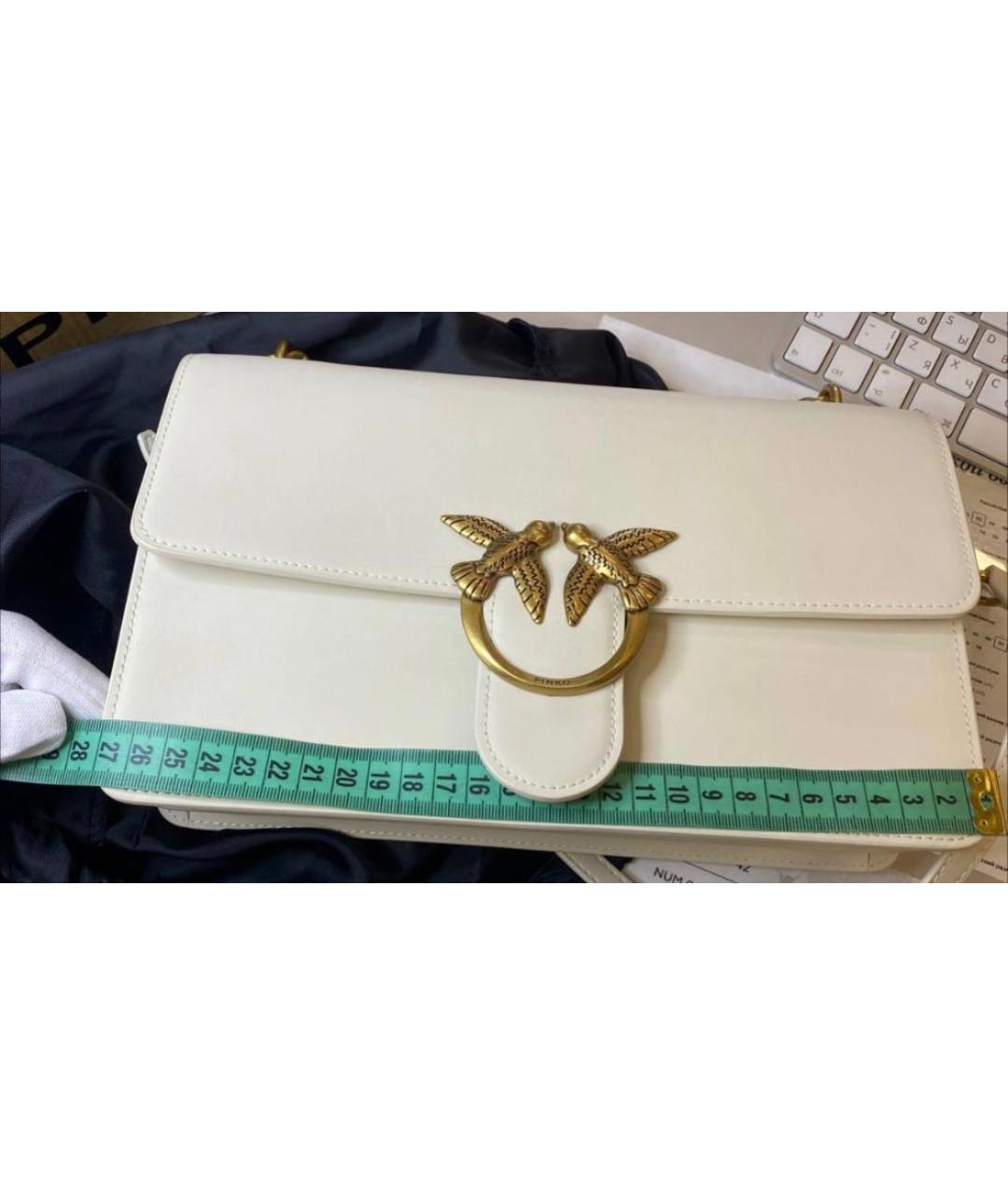 PINKO Белая кожаная сумка через плечо, фото 8