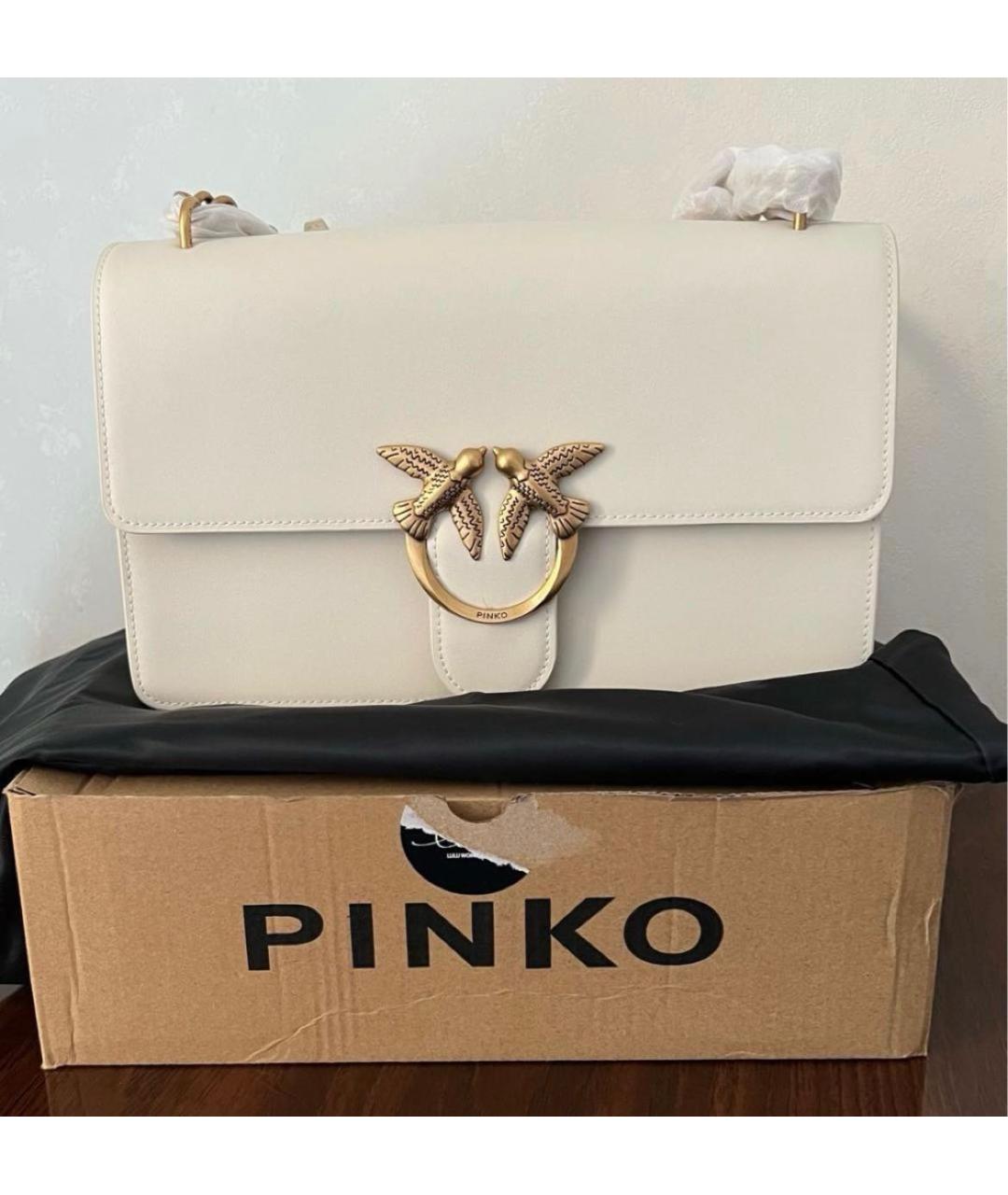 PINKO Белая кожаная сумка через плечо, фото 3