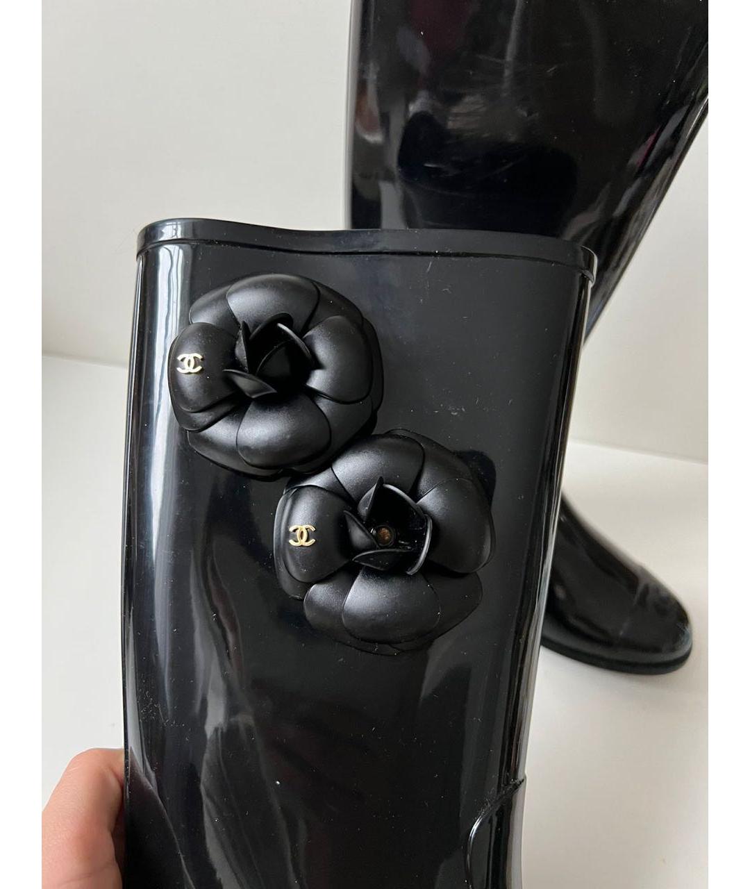 CHANEL Черные резиновые сапоги, фото 4