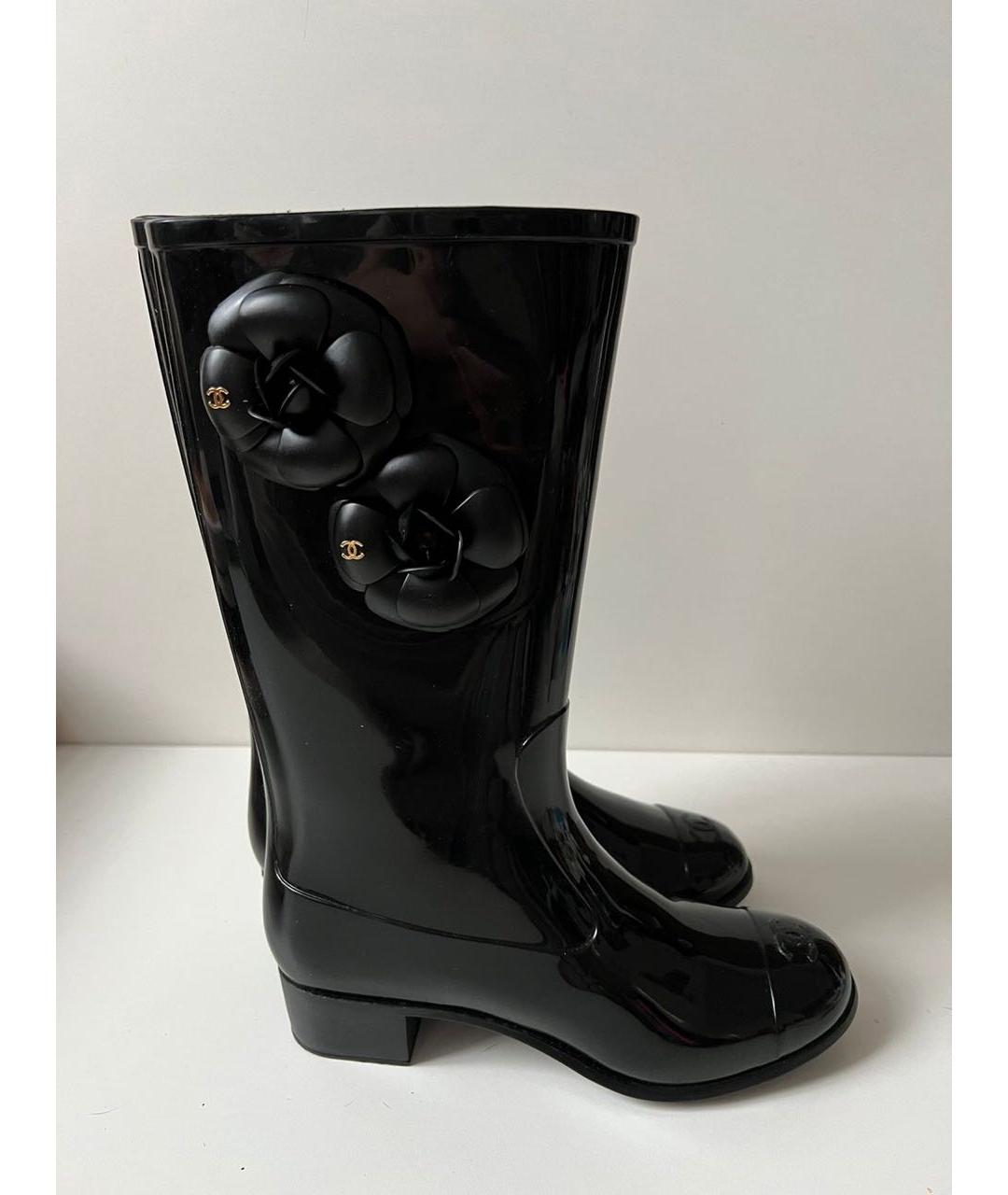 CHANEL Черные резиновые сапоги, фото 9