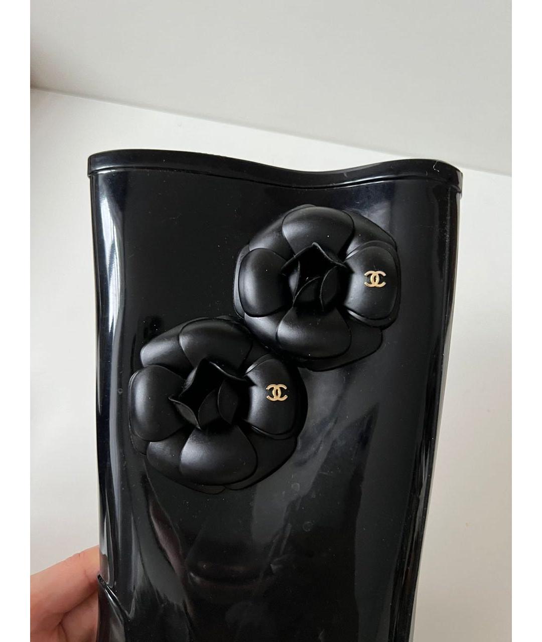 CHANEL Черные резиновые сапоги, фото 6