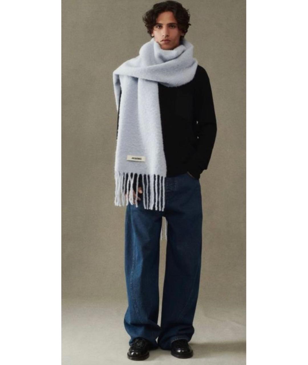 JACQUEMUS Голубой шерстяной шарф, фото 7