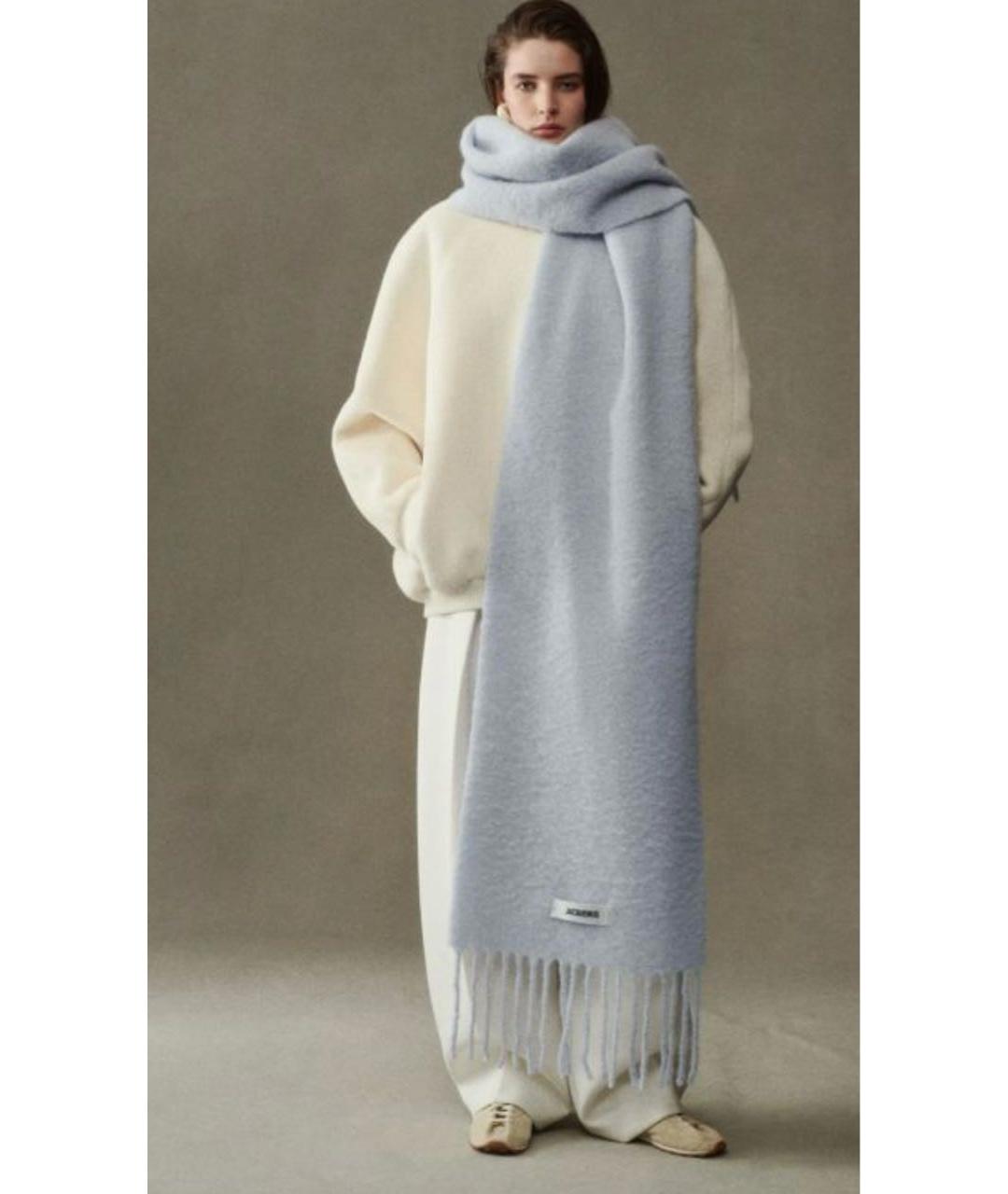 JACQUEMUS Голубой шерстяной шарф, фото 8