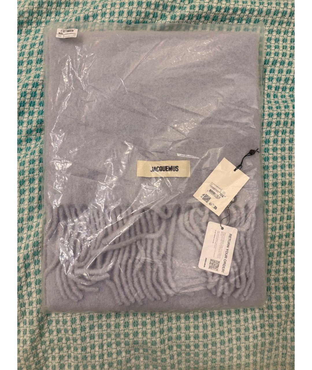 JACQUEMUS Голубой шерстяной шарф, фото 2