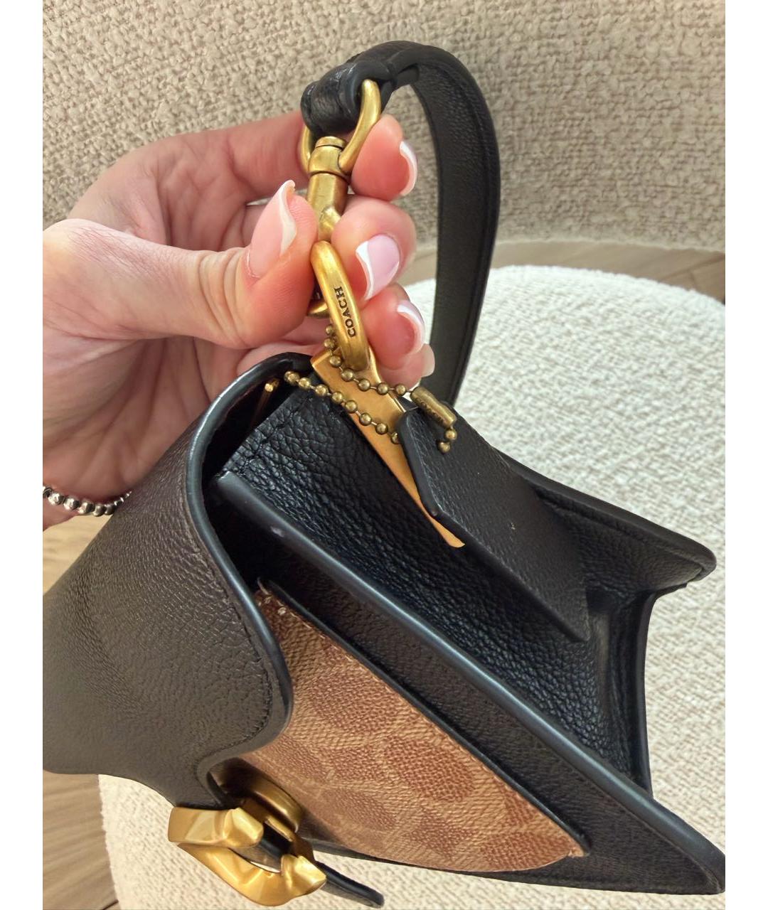 COACH Бежевая кожаная сумка через плечо, фото 4