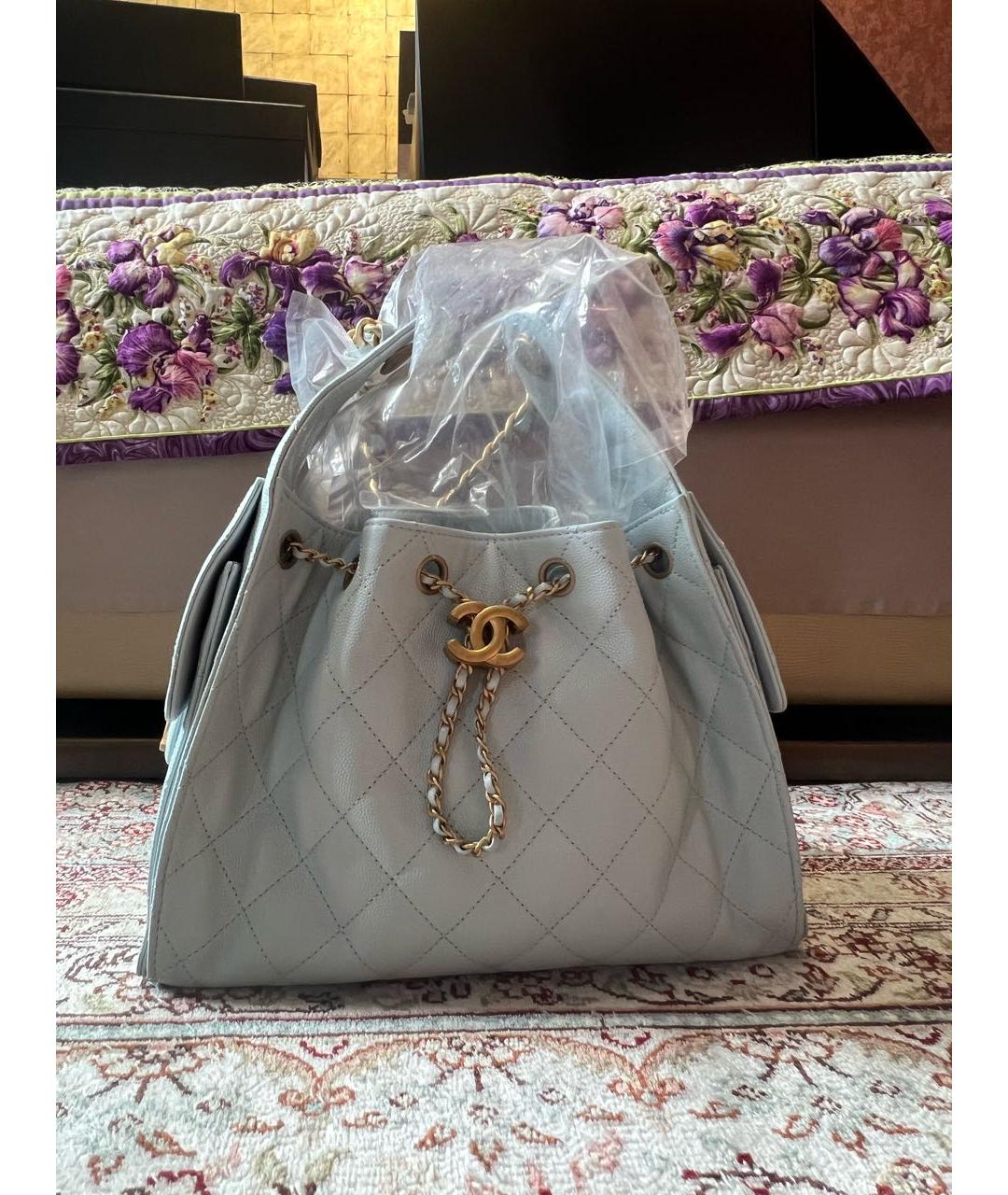 CHANEL Голубая кожаная сумка через плечо, фото 5