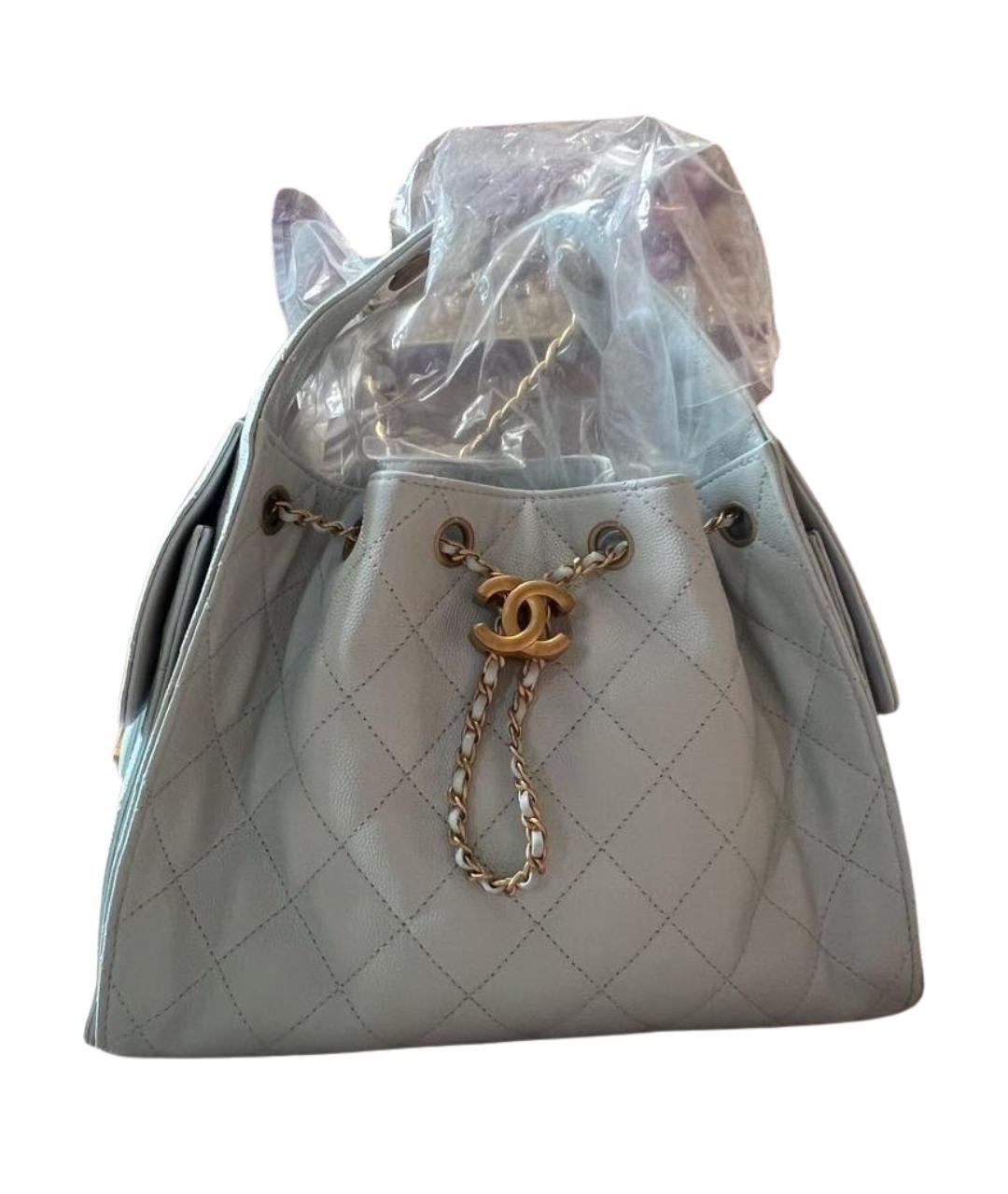 CHANEL Голубая кожаная сумка через плечо, фото 1