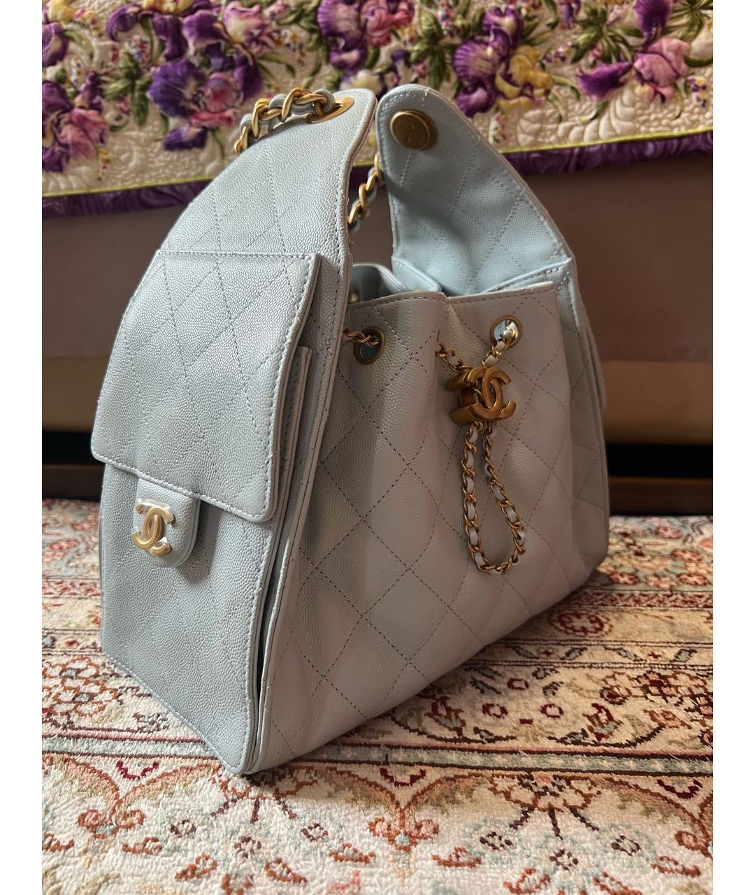 CHANEL Голубая кожаная сумка через плечо, фото 2