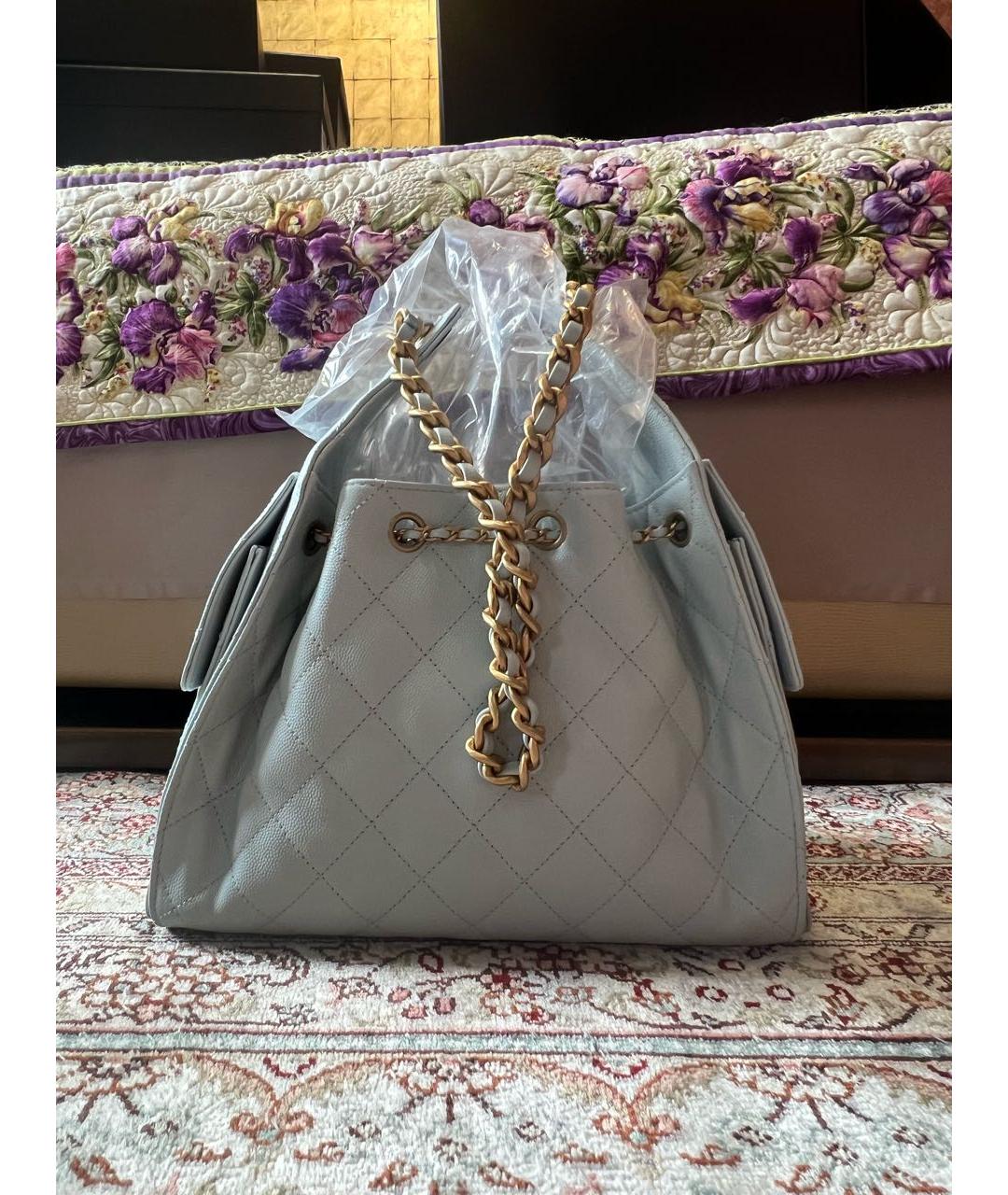 CHANEL Голубая кожаная сумка через плечо, фото 3