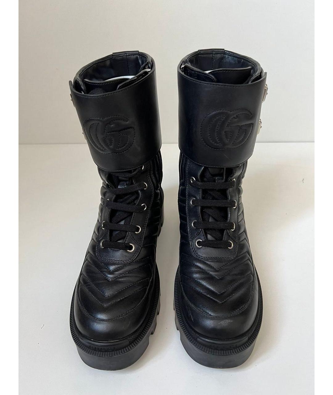 GUCCI Черные кожаные ботинки, фото 3