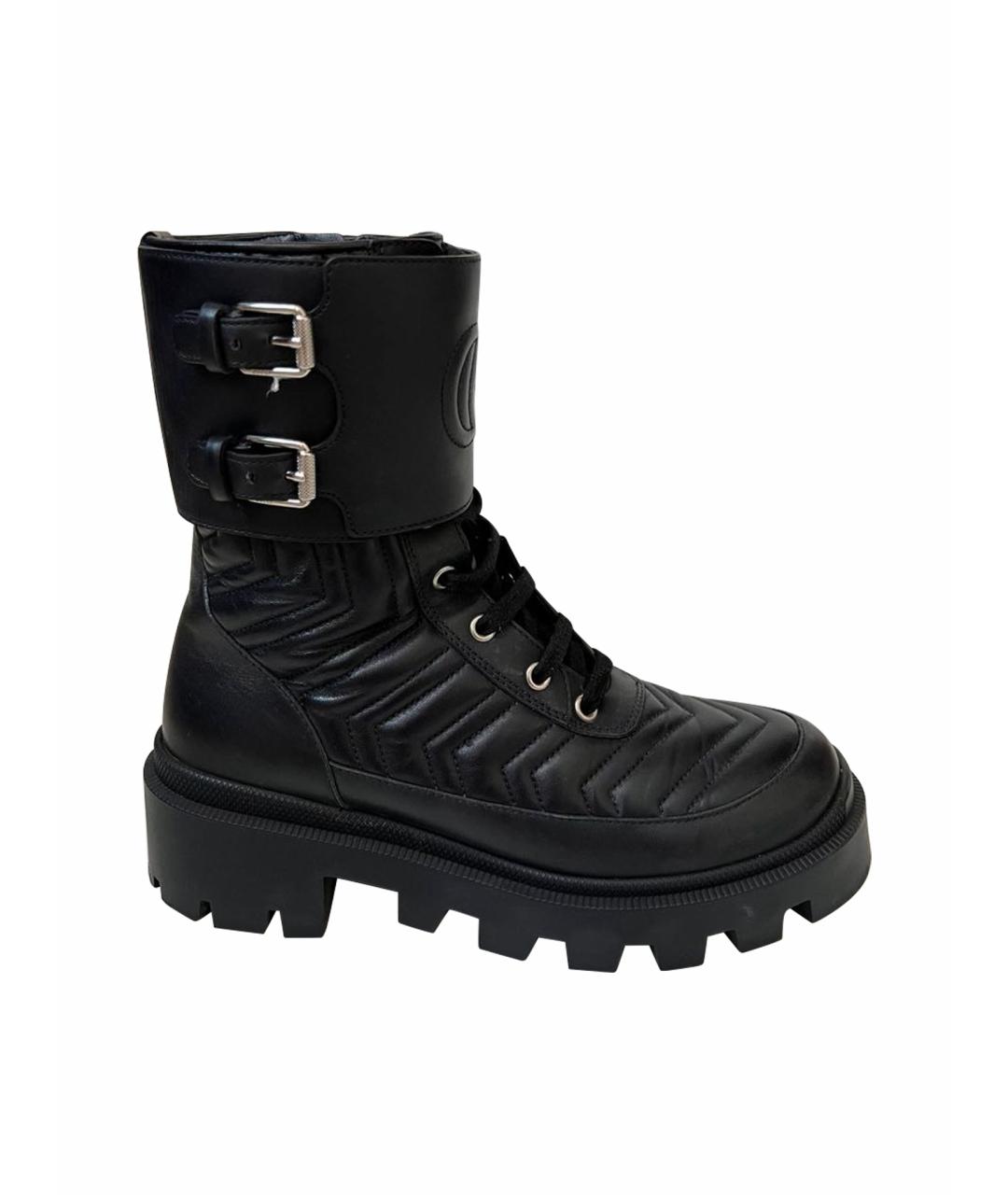 GUCCI Черные кожаные ботинки, фото 1