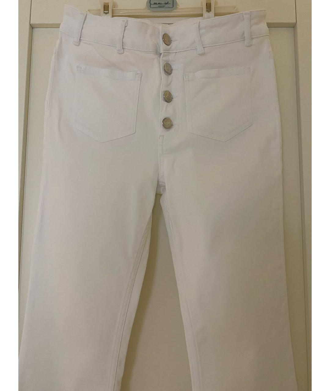 MAJE Белые хлопко-эластановые джинсы клеш, фото 4