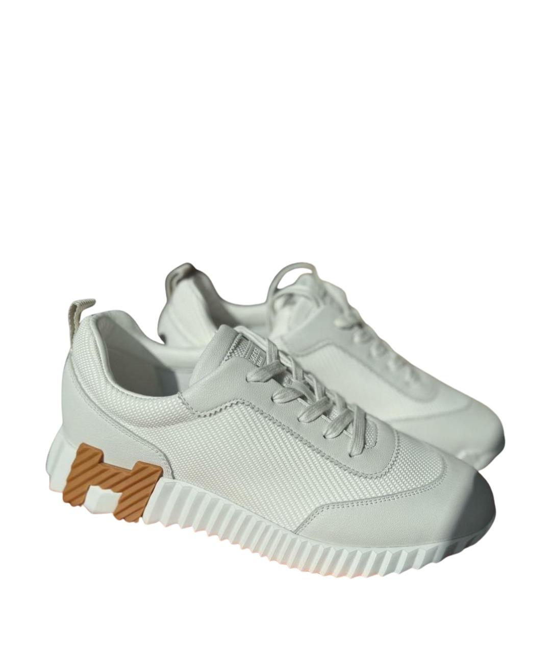 HERMES Белые кожаные кроссовки, фото 1