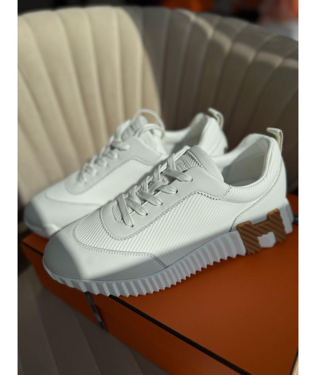 HERMES Белые кожаные кроссовки, фото 2