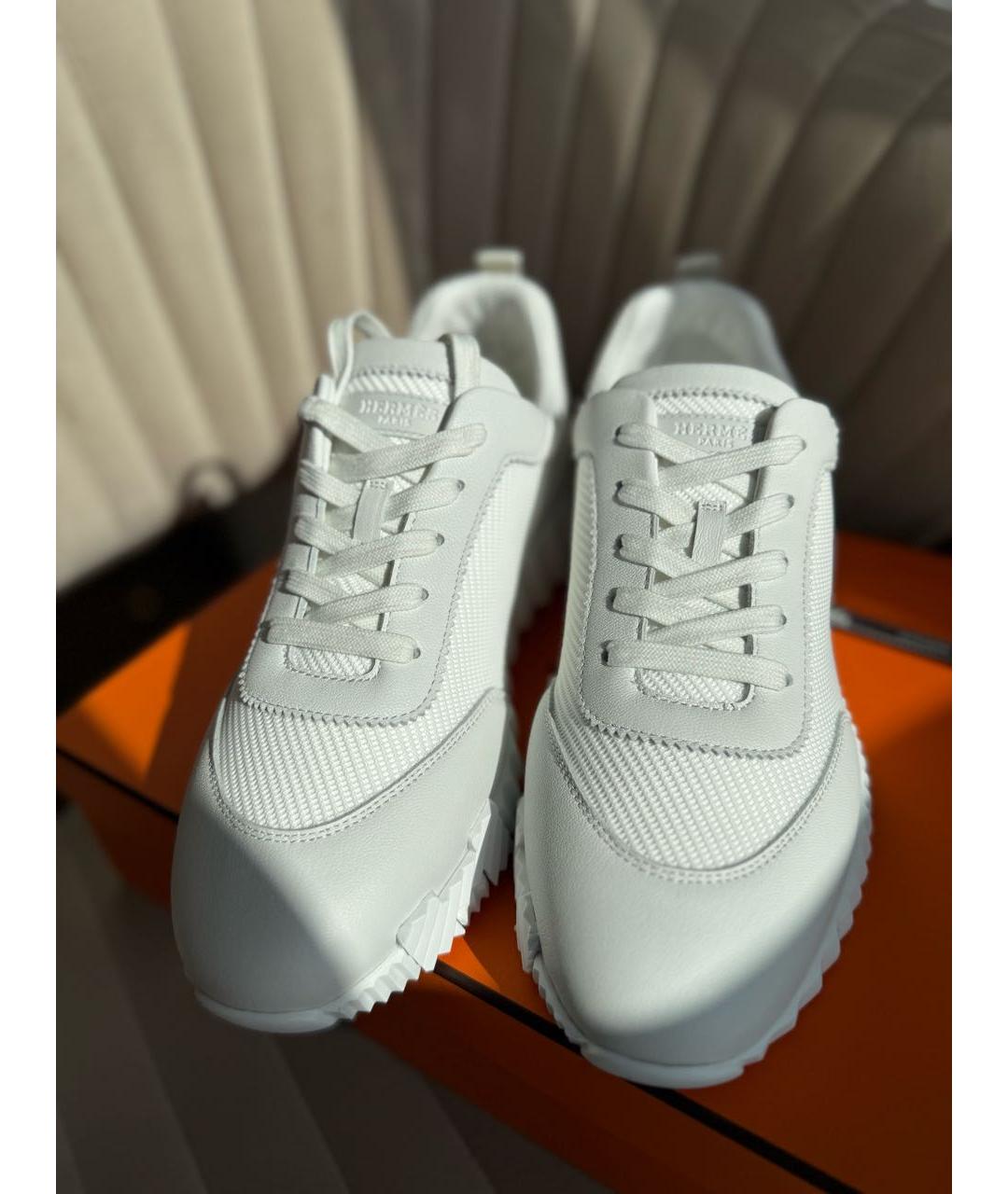 HERMES Белые кожаные кроссовки, фото 3