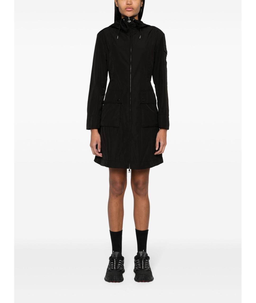 MONCLER Черное полиэстеровое пальто, фото 4