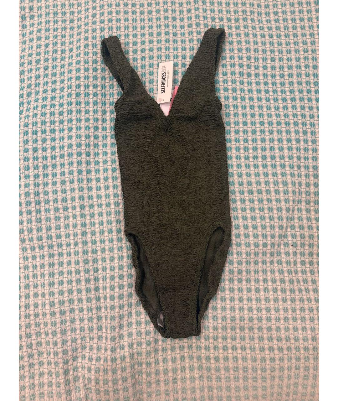 HUNZA G Хаки полиамидовый купальник, фото 2