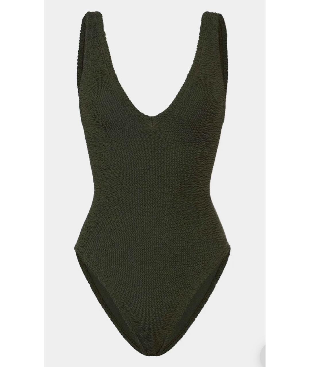 HUNZA G Хаки полиамидовый купальник, фото 9