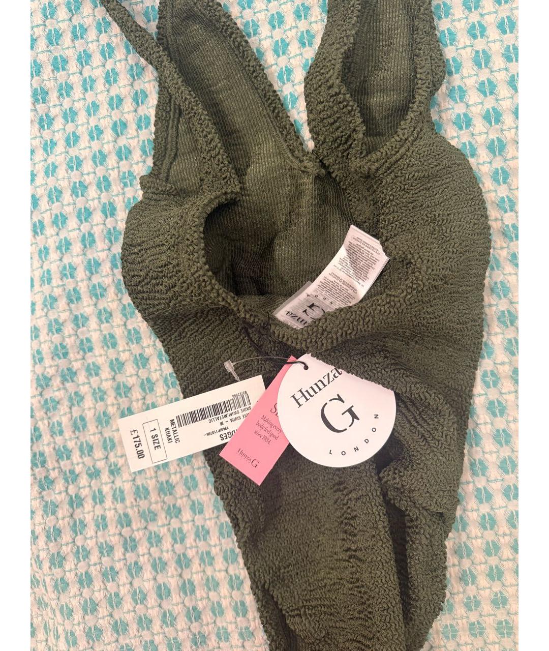 HUNZA G Хаки полиамидовый купальник, фото 6