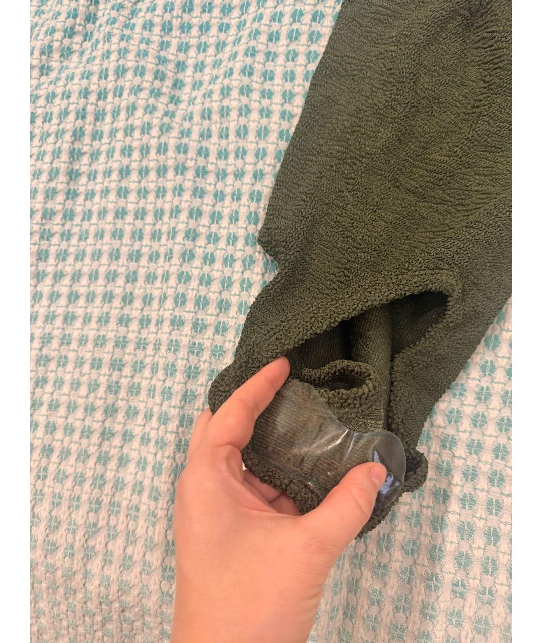 HUNZA G Хаки полиамидовый купальник, фото 3