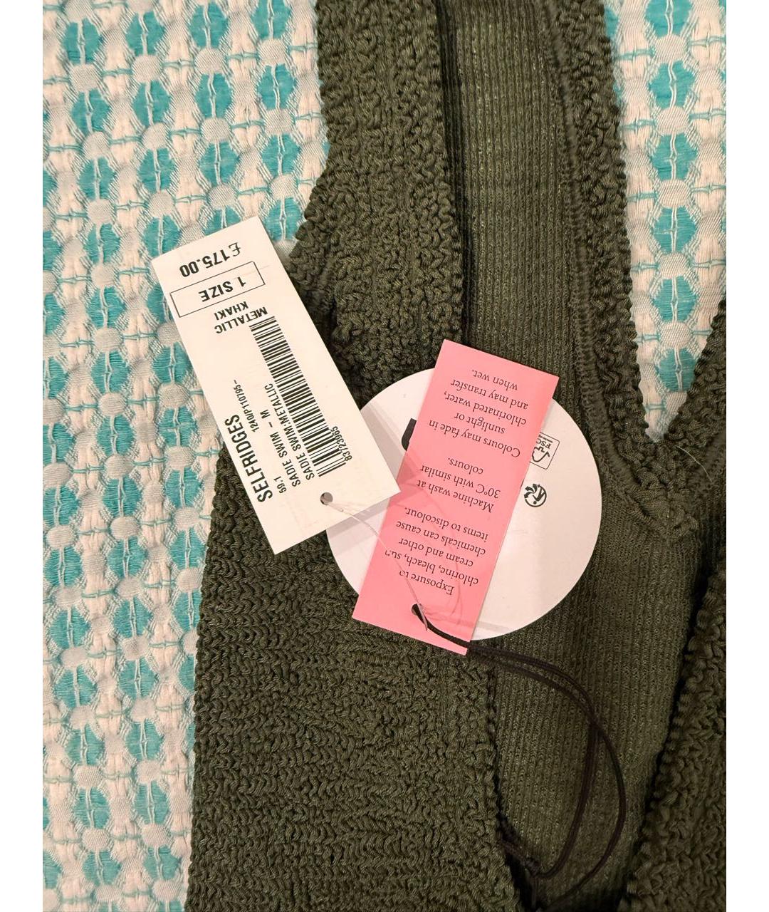 HUNZA G Хаки полиамидовый купальник, фото 5