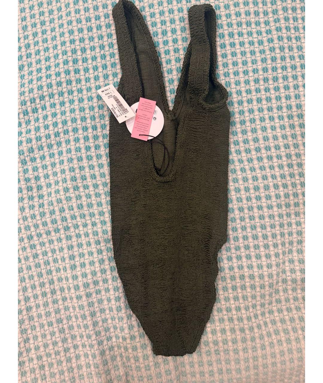 HUNZA G Хаки полиамидовый купальник, фото 4