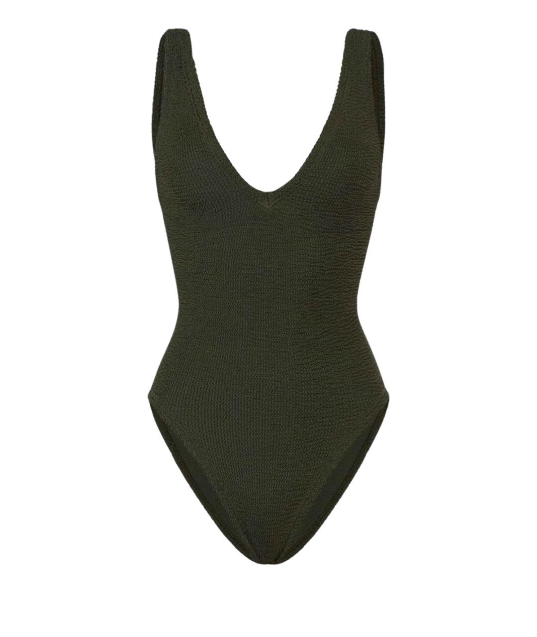 HUNZA G Хаки полиамидовый купальник, фото 1