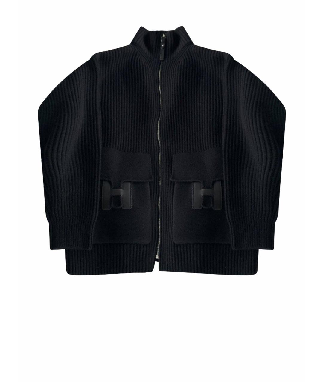 HERMES Черный кашемировый кардиган, фото 1