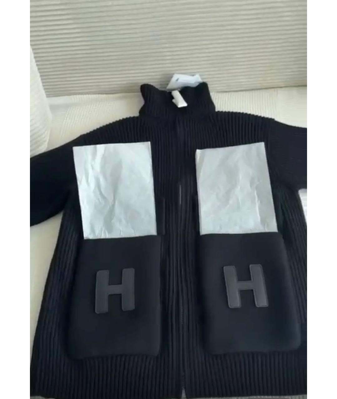 HERMES Черный кашемировый кардиган, фото 2