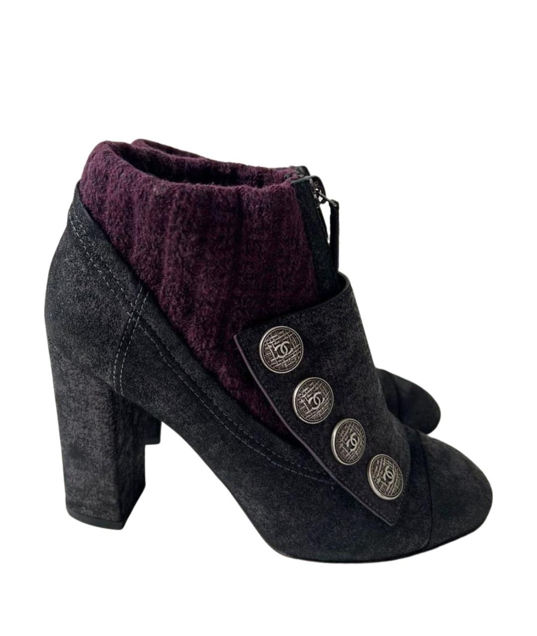 CHANEL Черные замшевые ботильоны, фото 1