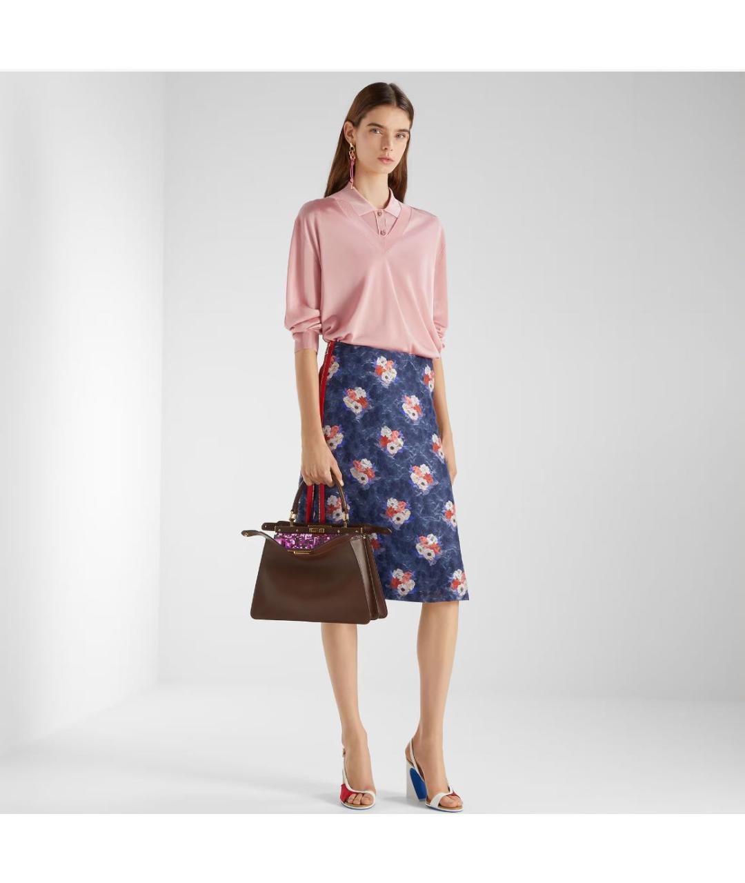 FENDI Темно-синяя юбка миди, фото 3