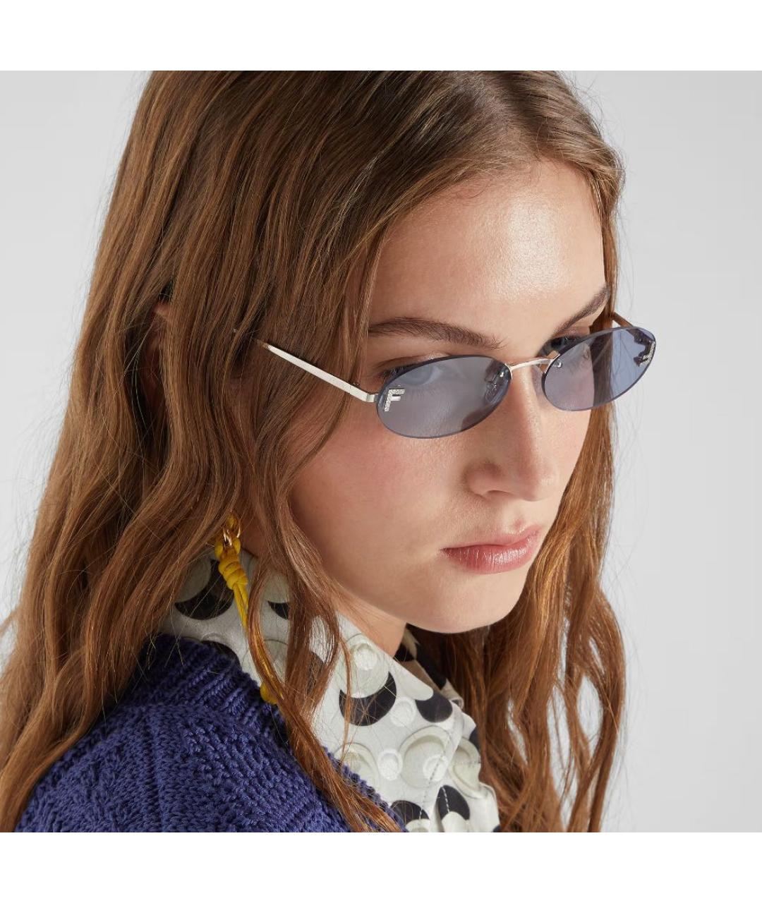 FENDI Голубые солнцезащитные очки, фото 4