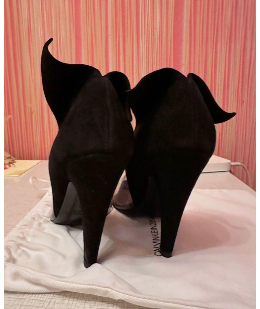 CALVIN KLEIN Черные бархатные босоножки, фото 4