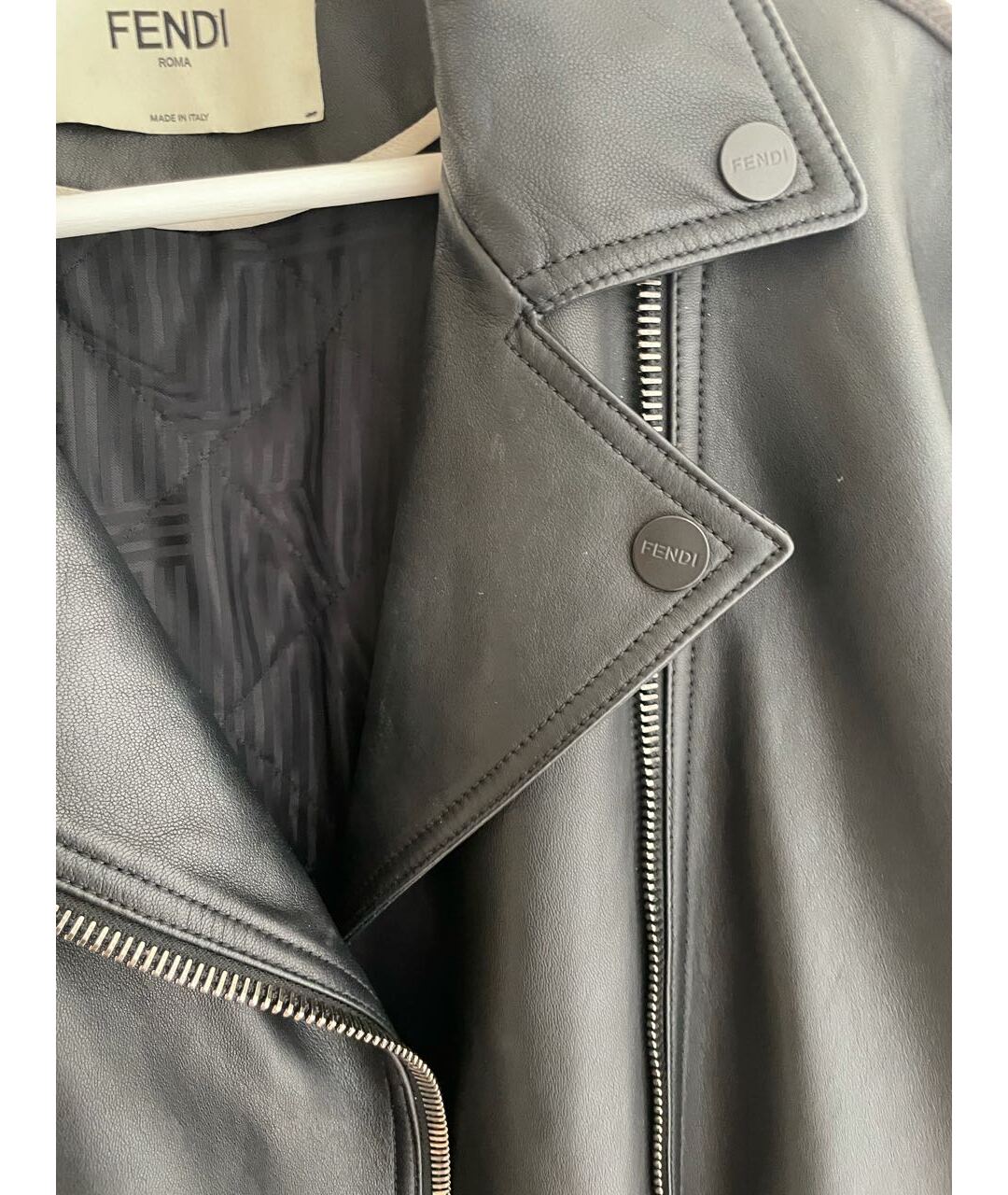 FENDI Черная кожаная куртка, фото 3