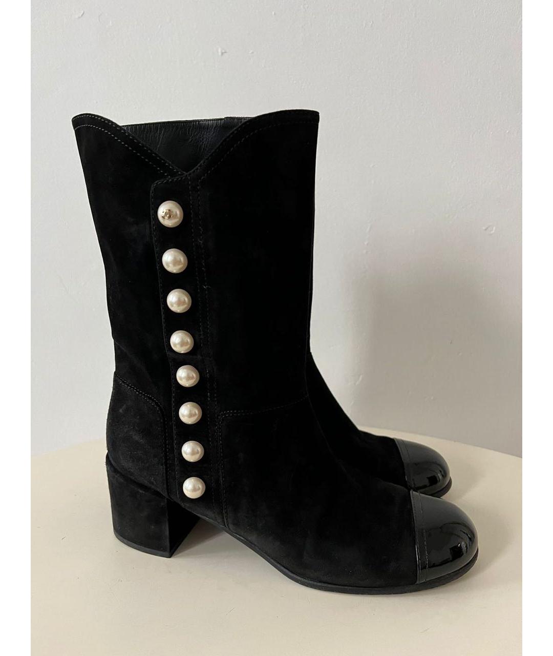 CHANEL Черные замшевые полусапоги, фото 5