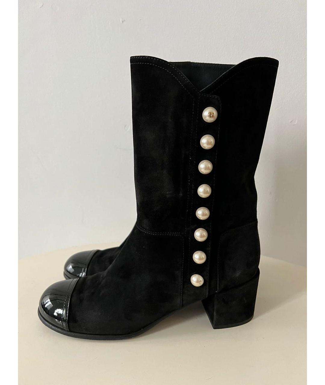 CHANEL Черные замшевые полусапоги, фото 4