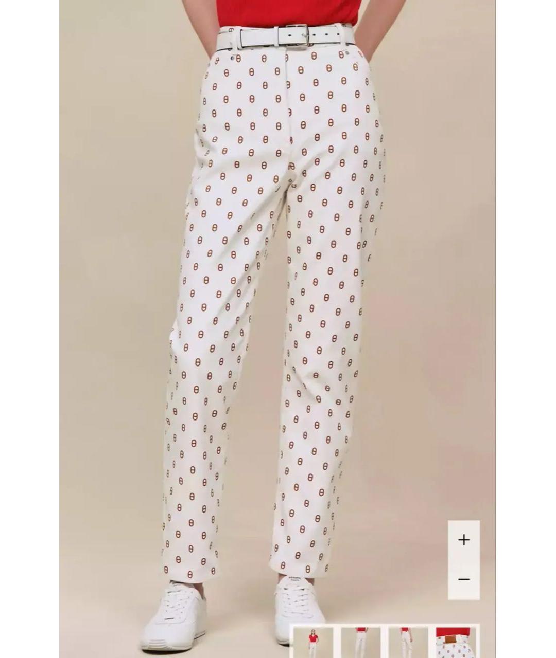 HERMES Белые хлопковые джинсы слим, фото 5