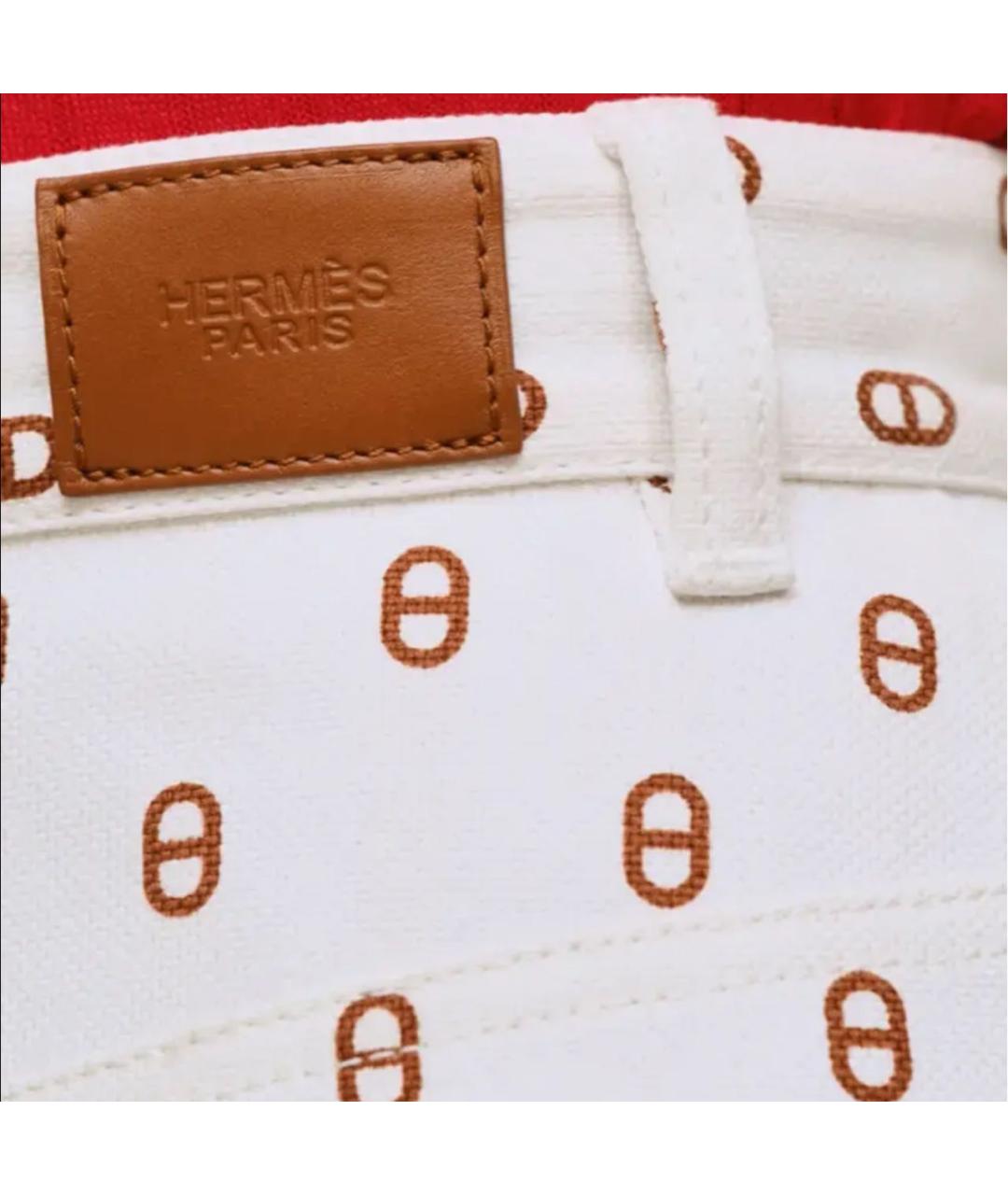 HERMES Белые хлопковые джинсы слим, фото 4