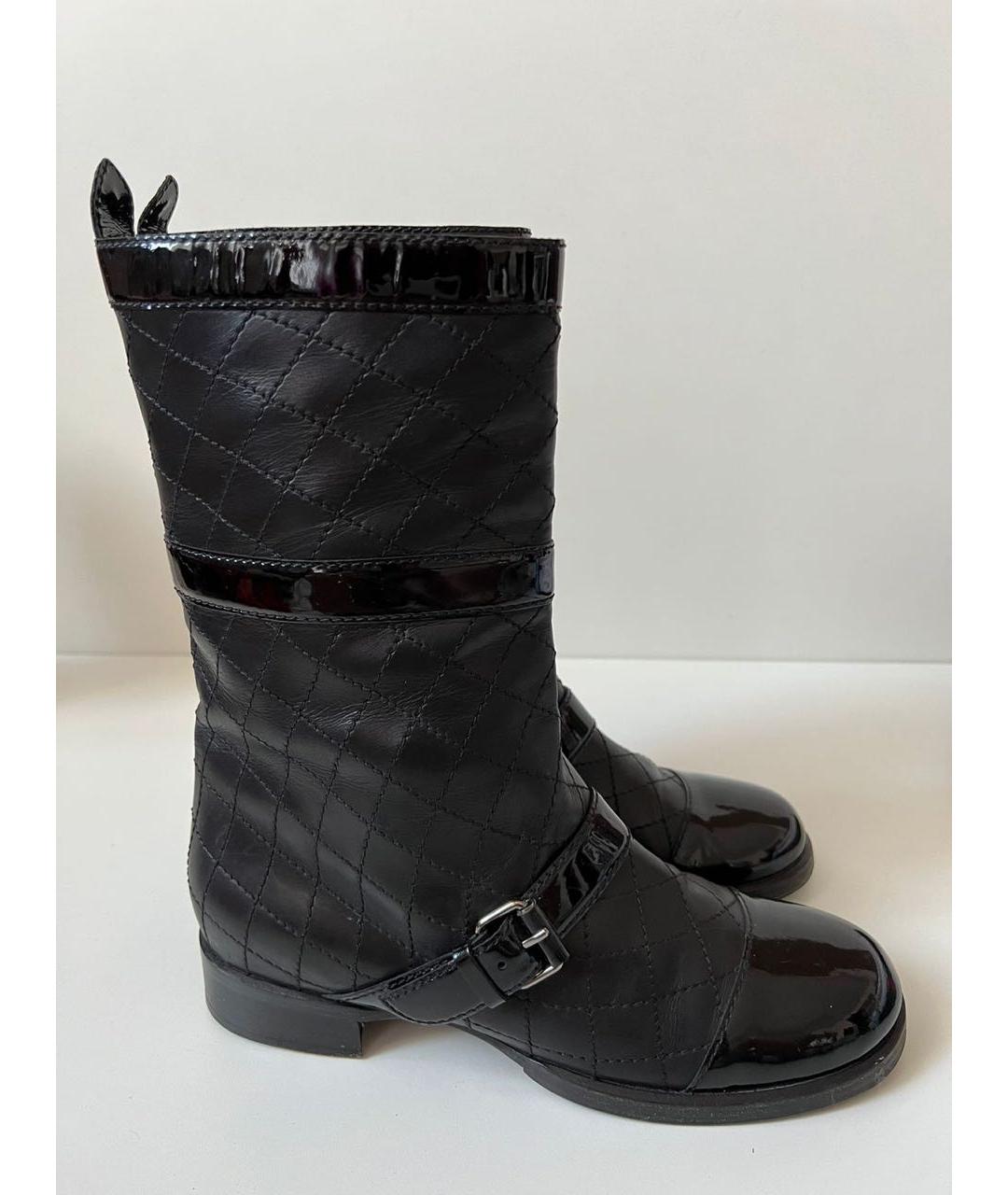 CHANEL Черные кожаные сапоги, фото 7