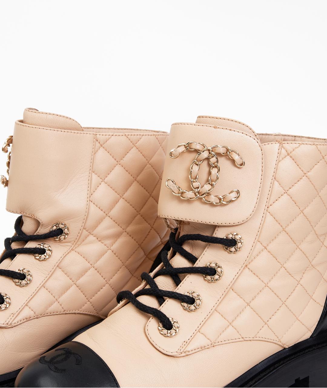 CHANEL Бежевые кожаные ботинки, фото 3