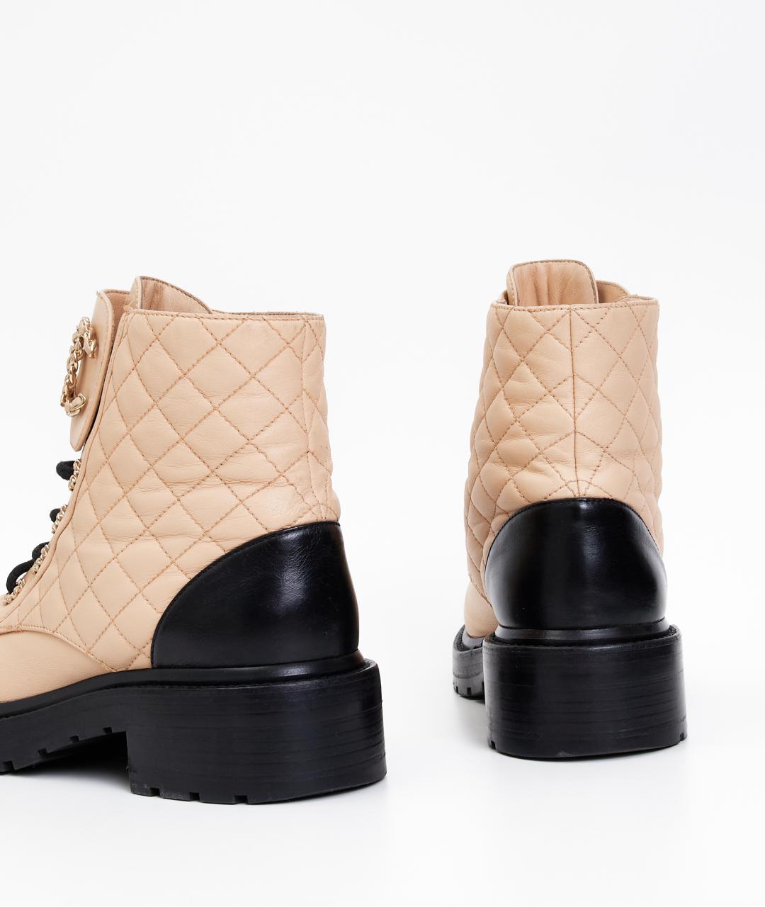 CHANEL Бежевые кожаные ботинки, фото 5