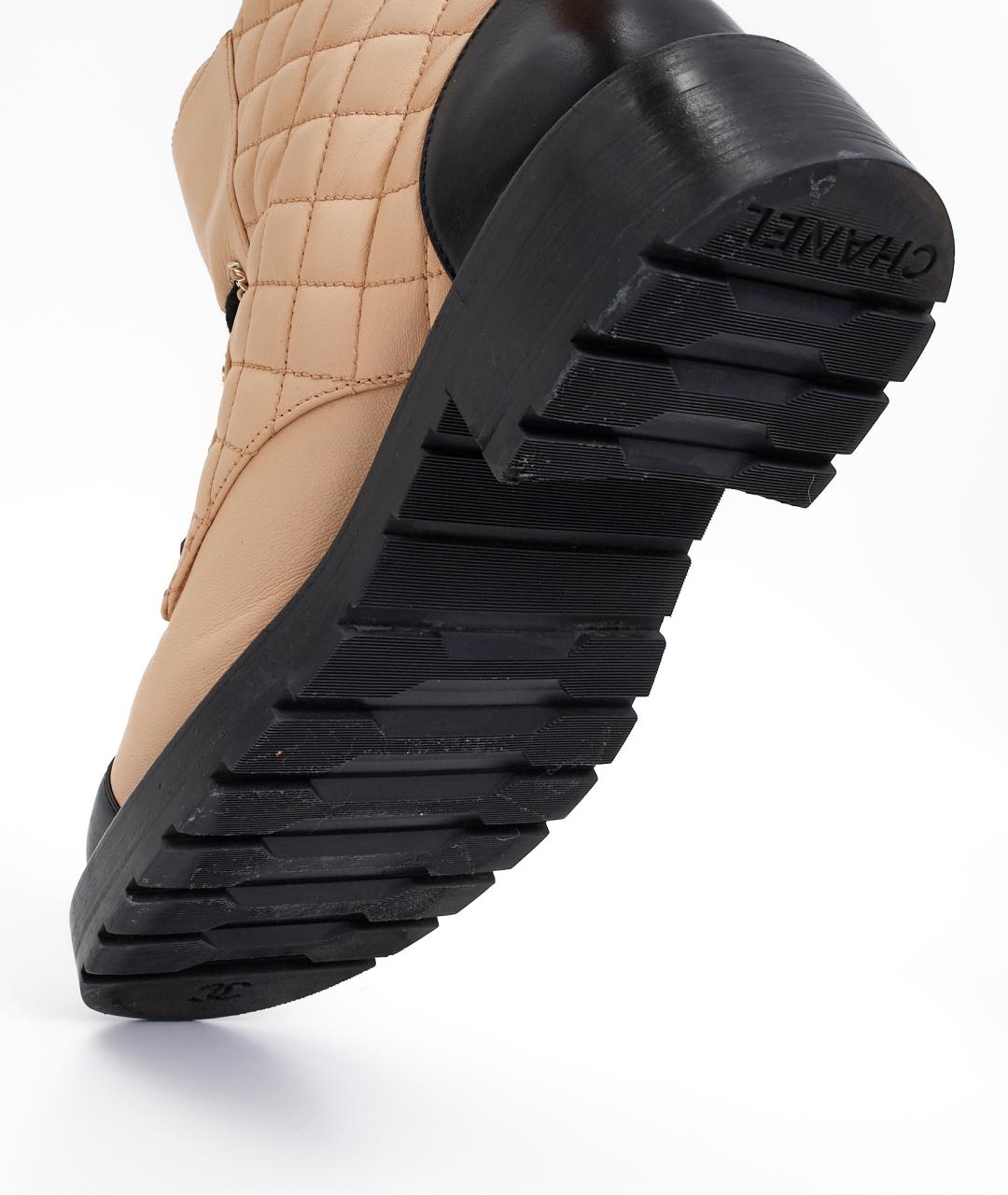 CHANEL Бежевые кожаные ботинки, фото 6