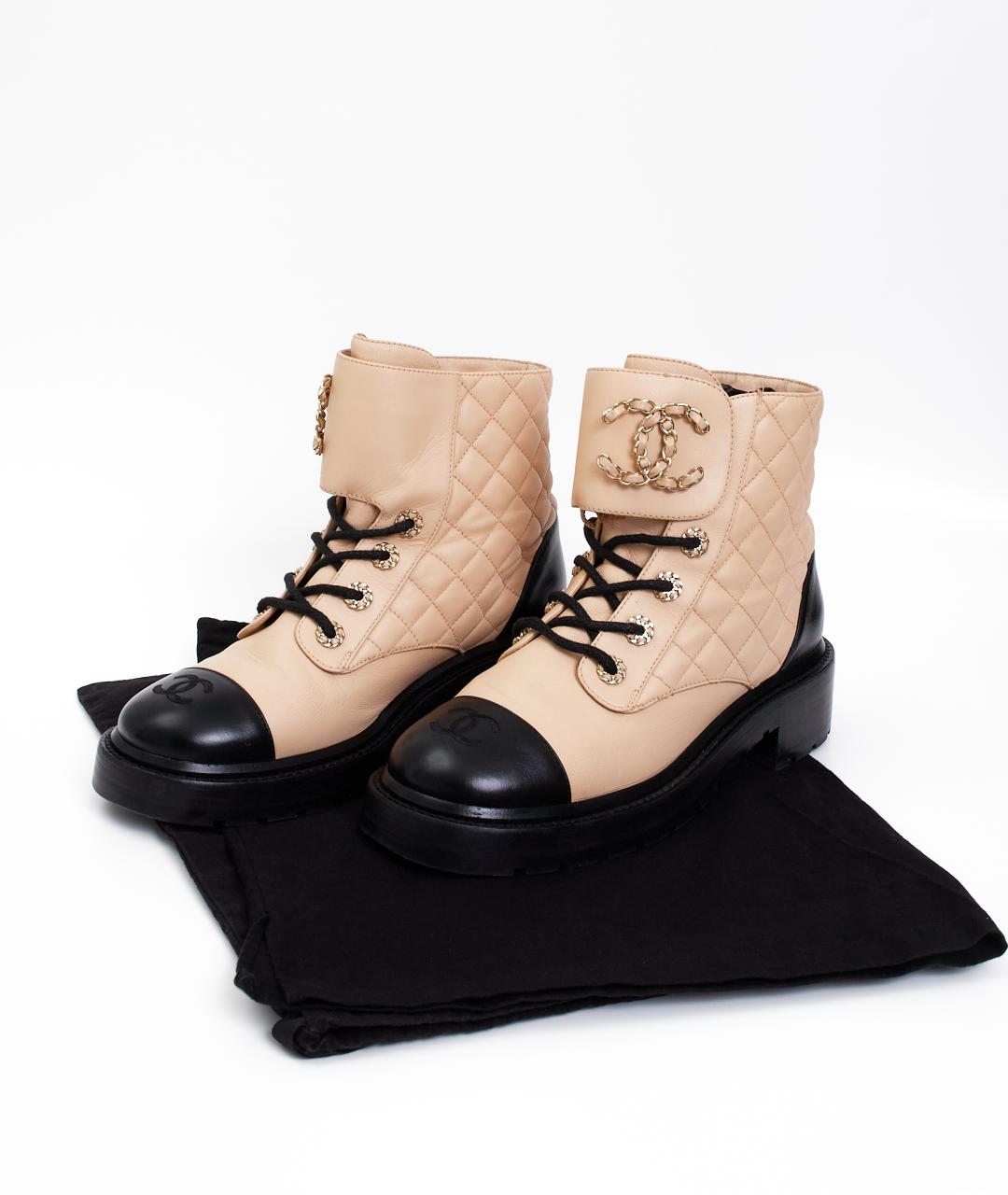 CHANEL Бежевые кожаные ботинки, фото 8