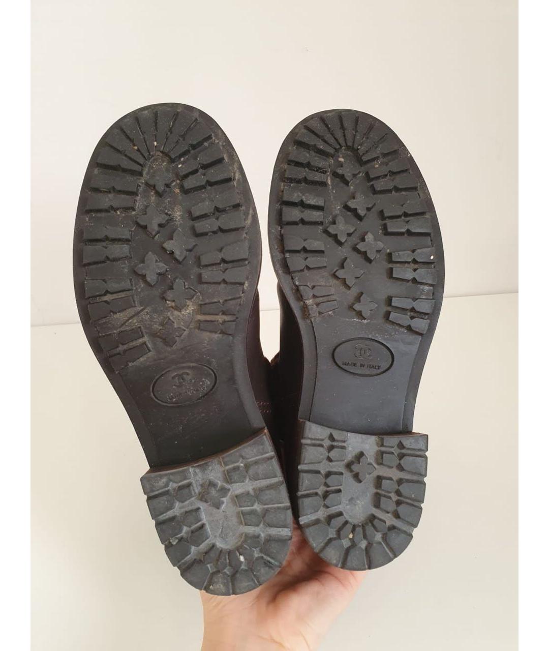 CHANEL Коричневые кожаные ботинки, фото 6