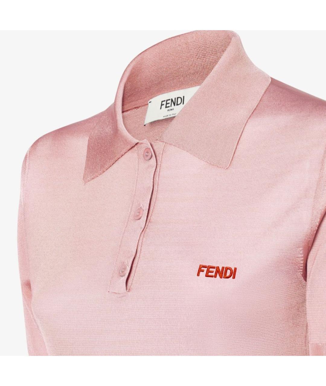FENDI Розовая вискозная футболка, фото 3