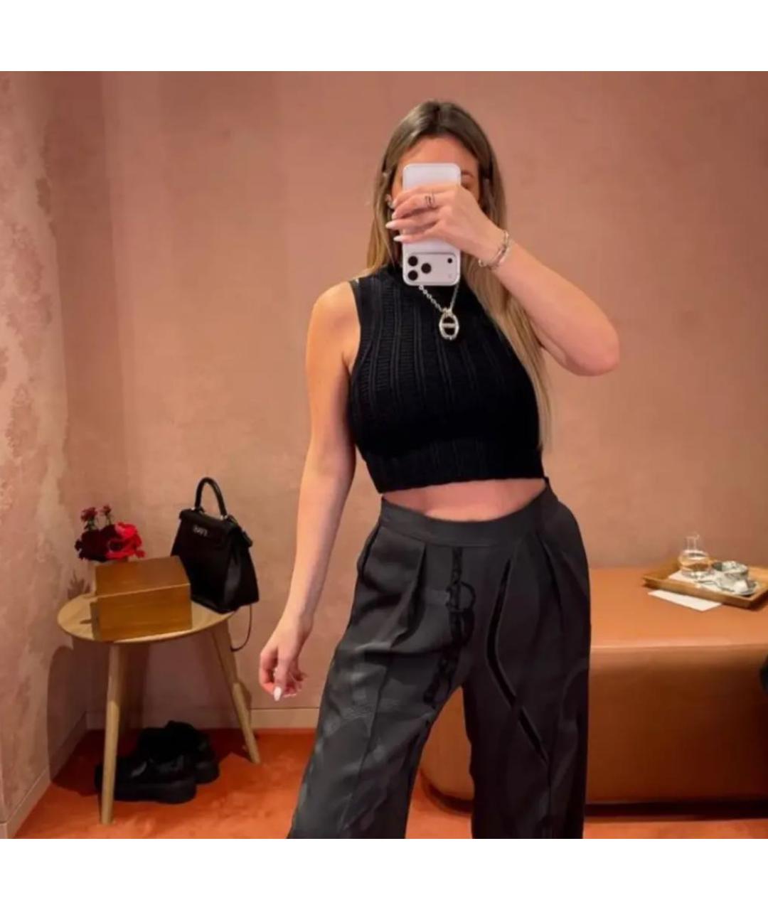 HERMES Черная хлопковая майка, фото 2